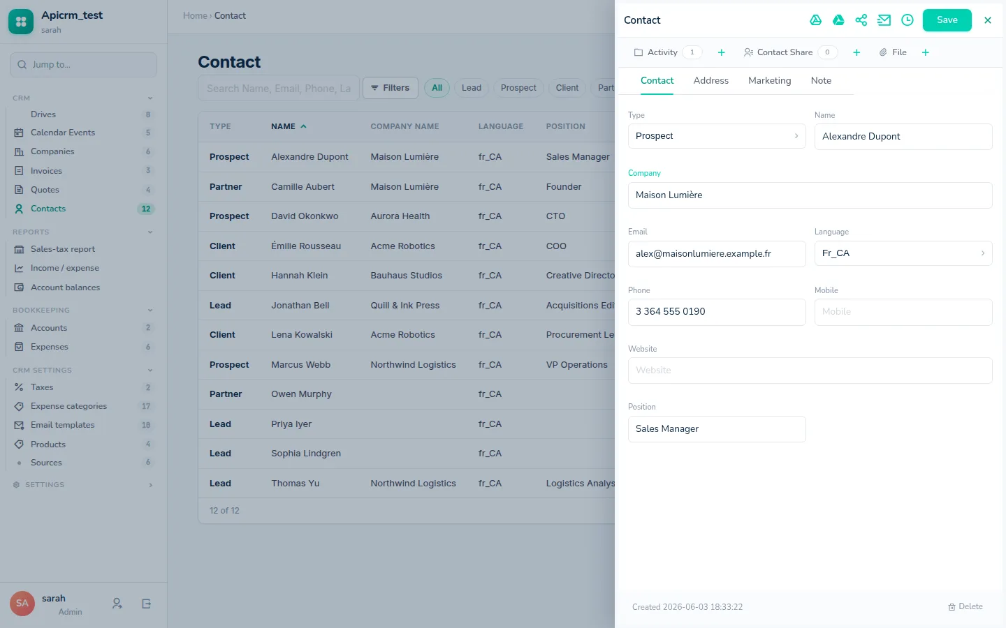 Everything about a contact, on one screen