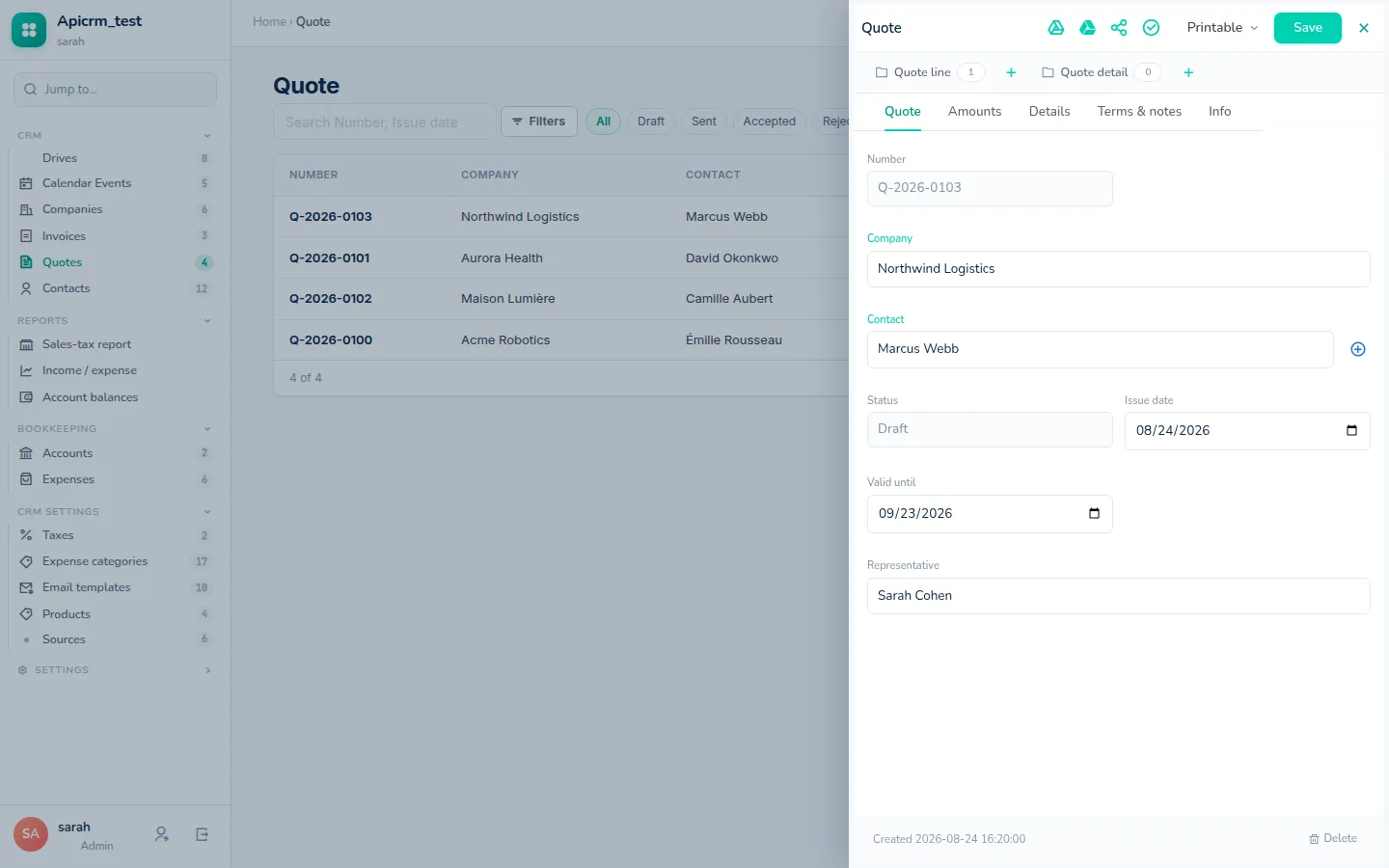 From quote to paid invoice without retyping